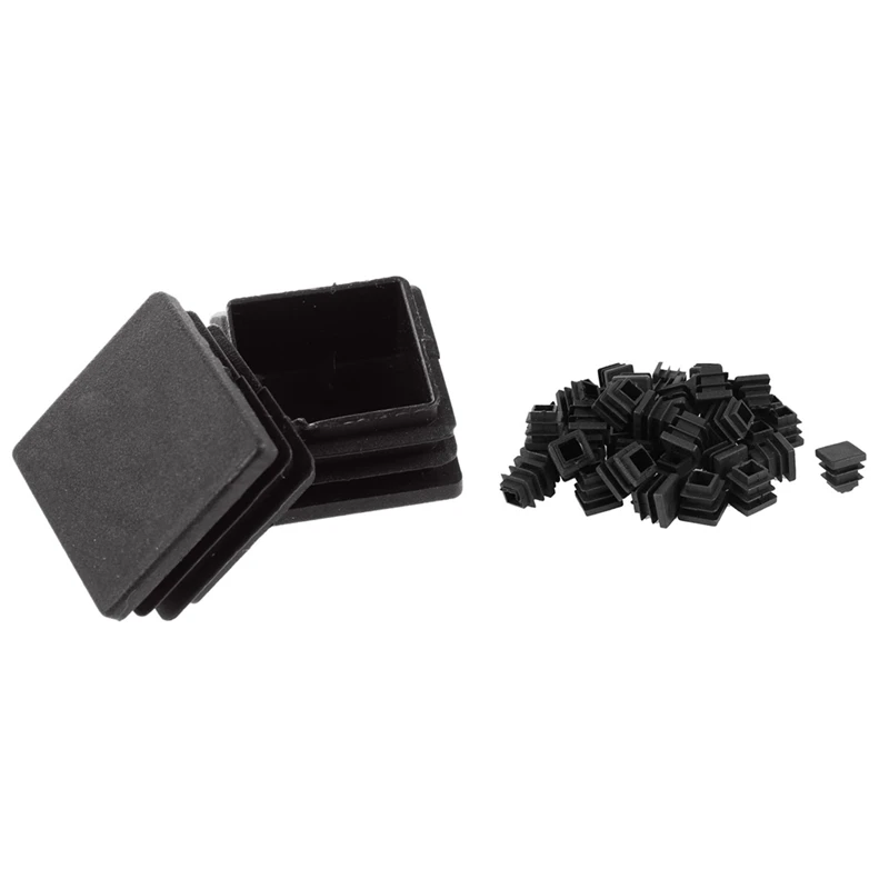 

62 Pcs Plastic Blanking End Cap Square Tube In Sert Black, 12 Pcs 35 X 35Mm & 50 Pcs 16 X 16Mm