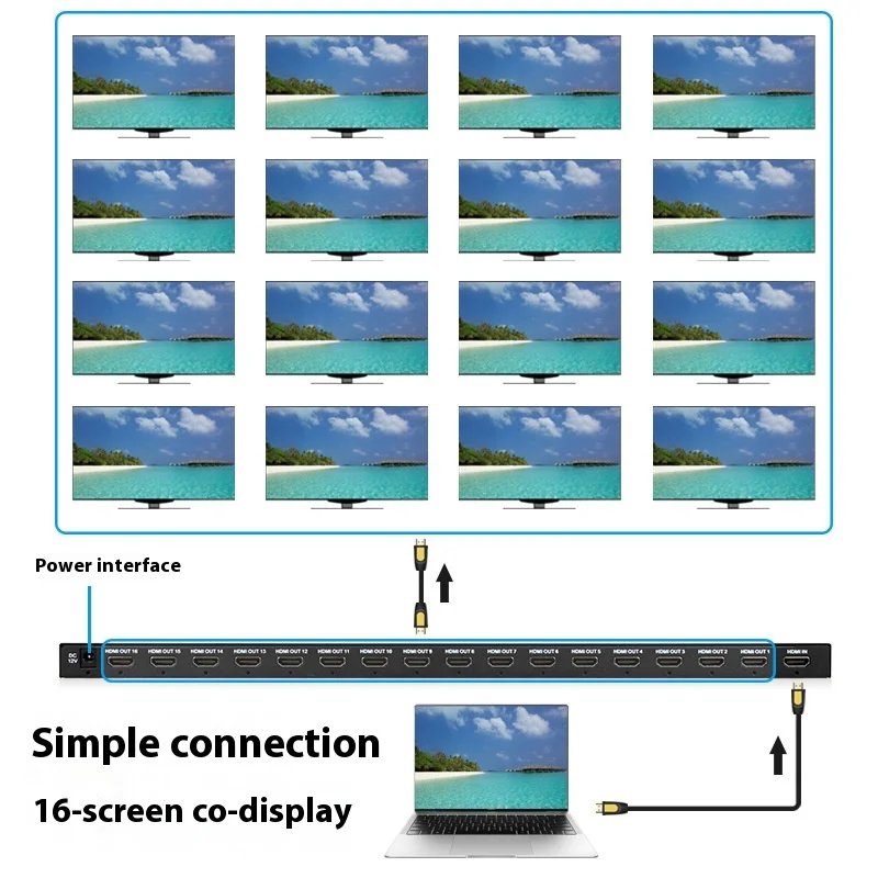 16-портовый 4K 30 Гц 1x16 HDMI-сплиттер 1 в 16 выходов крепление стойку совместимое с