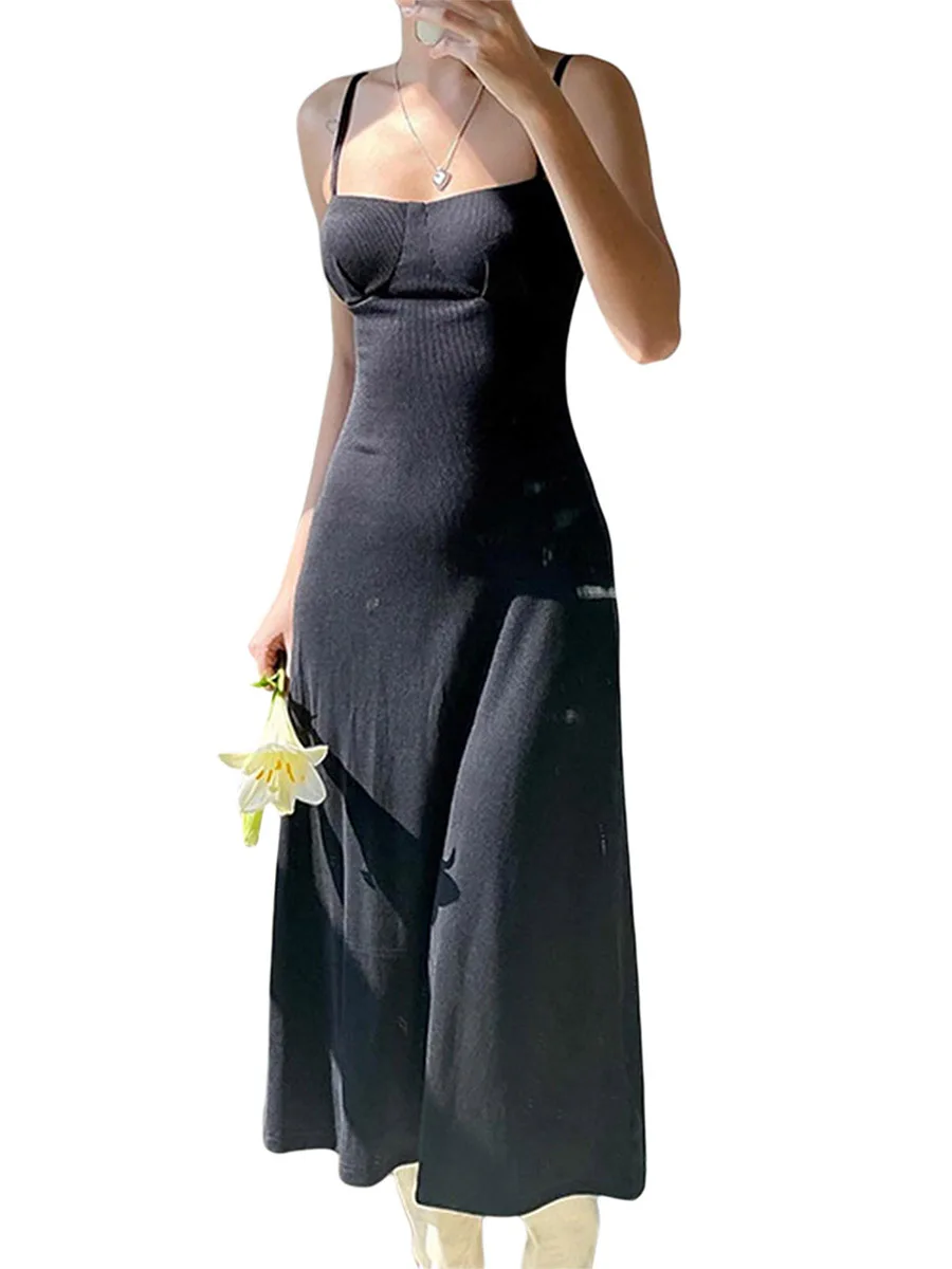 

Женское летнее сексуальное платье на бретельках без рукавов с U-образным вырезом и открытой спиной для гостей свадьбы коктейвечерние плать...