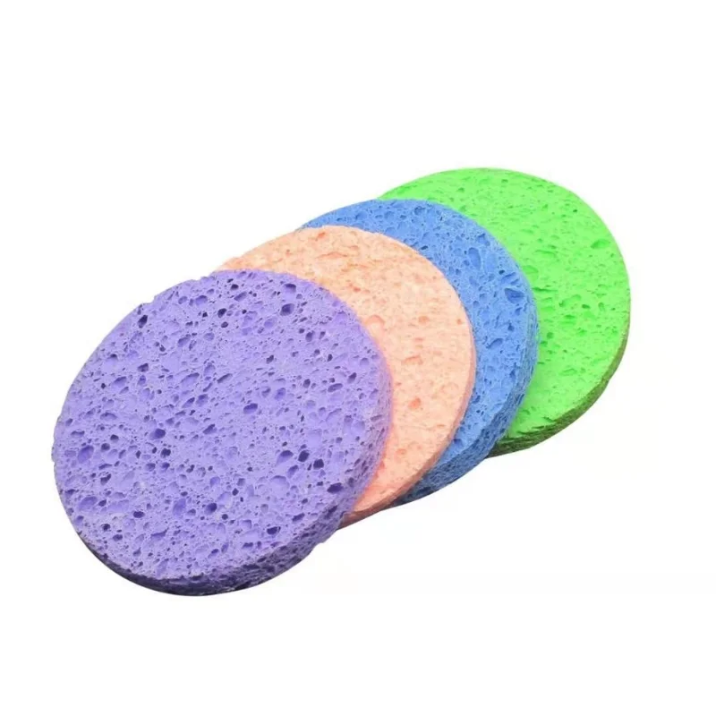 

5pcs Face Round Makeup Remover Tools Natural Wood Pulp Sponge Cellulose Compress Cosmetic Puff Facial Washing Sponge