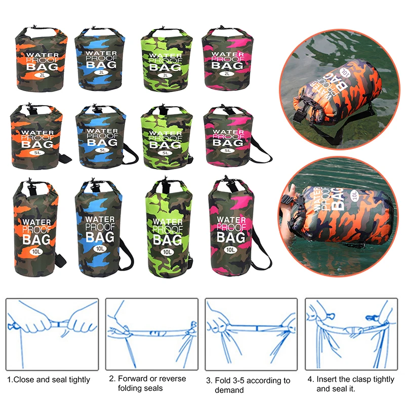 

Сумки для плавания, сухие мешки для хранения, водонепроницаемые уличные сумки для кемпинга, Каяка, треккинга, лодки, плавающие сумки для сна...