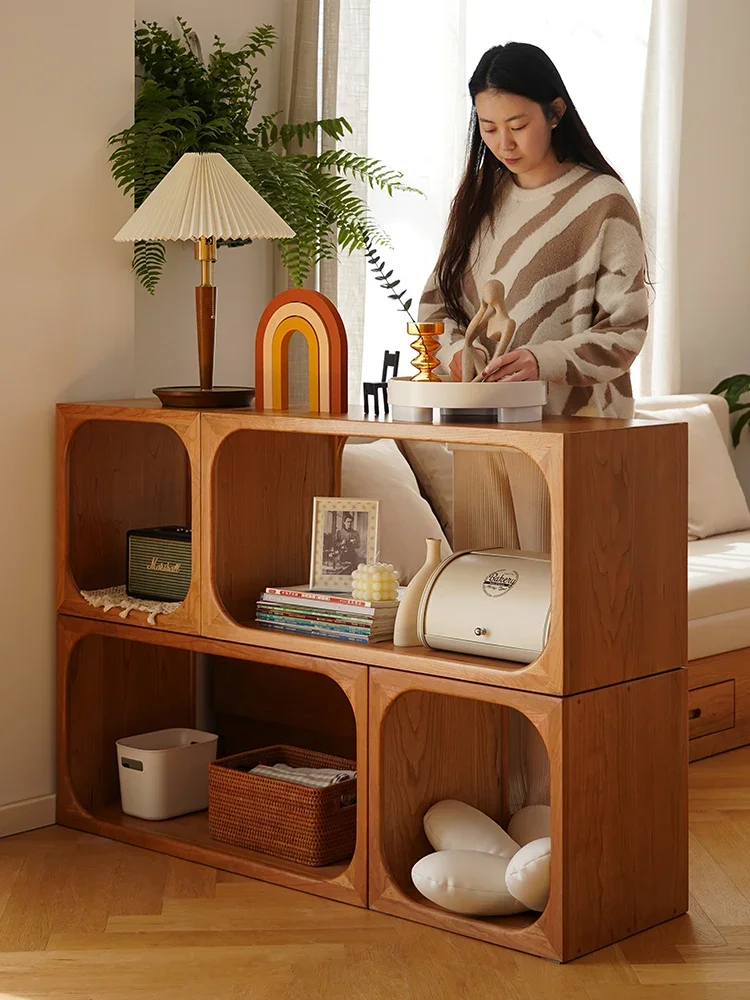 

XK Living Room Entrance Cabinet Cherrywood Retro Style Hallway Multi-Functional Free Combination All Solid Wood