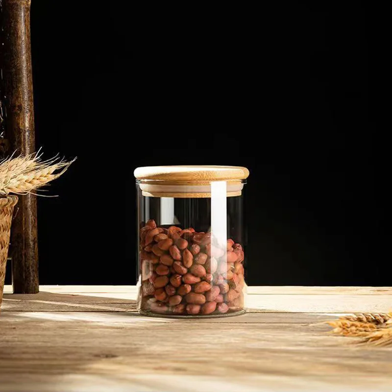 

100ML Portable Wooden Lid Glass Tea Canister Mini Food Storage Container Candy Jar Coffee Beans Airtight Canister Free Shipping