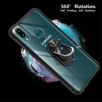 military acrylic case for samsung galaxy a10s a20s a30s a50s a70s a21s metal magnetic ring stand back cover for a31 a41 a51 a71