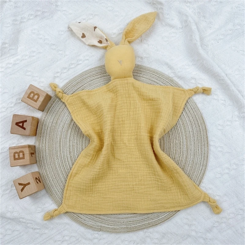 

Infant Soother Cloth Mood Appease Bib Rabbit Rattle Security Blanket for Baby Girl Multiuse Handkerchief for Newborn QX2D
