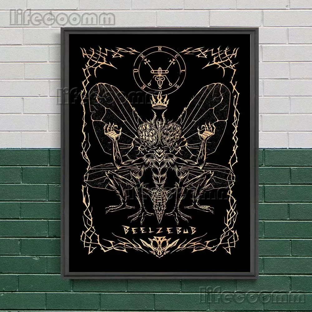 Asmodeus Astaroth Бафомет Вельзебу Паймон Дьявол Печать На Холсте Ретро Декоративное