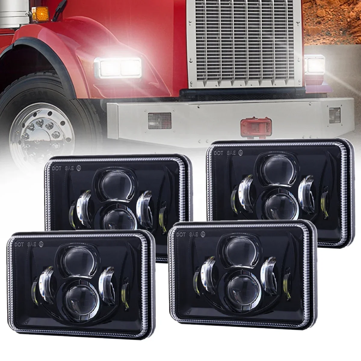 Яркие 4 шт. H4651 полуфара для грузовика 4x6 дюймов комплект светодиодных фар