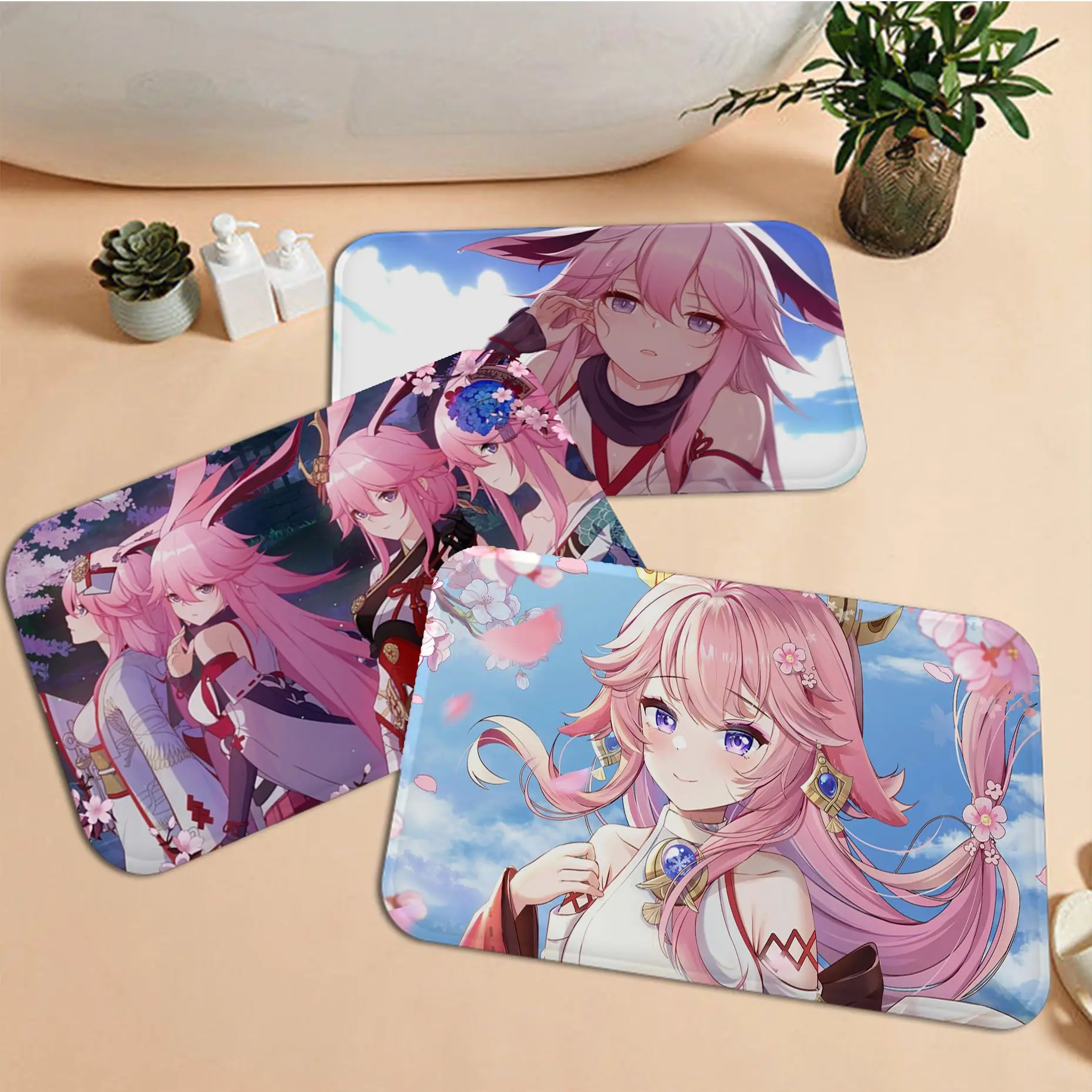 

Genshin Impact Yae Miko Bathroom Mat Rectangle Anti-slip Home Soft Badmat Front Door Indoor Outdoor Mat Bedside Area Rugs
