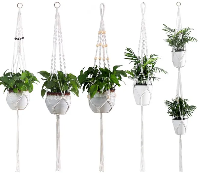

Plant Holders Rope Woven Plant Hangers Handmade Cotton Net Holders for Indoor Plants Flower Hanging Potted macrame macrame