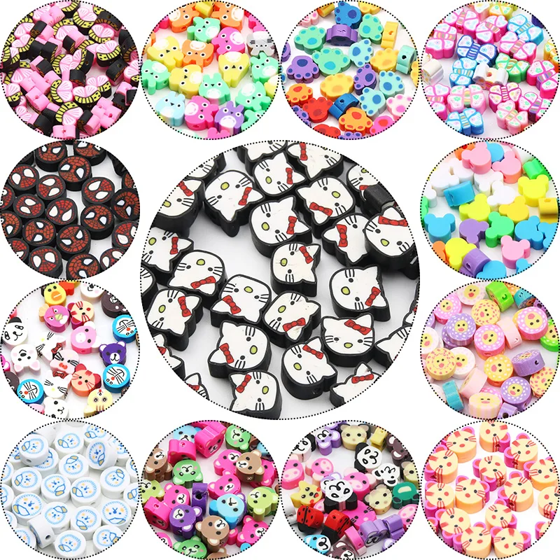 

Cartoon Cute Animals Clay Beads With Hole Spacer Polymer DIY Jewelry Making Beads Earrings Necklace Bracelet Charm Accessories