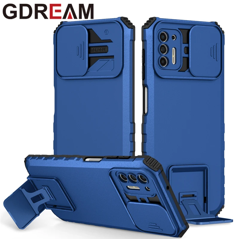 

GDREAM Shockproof Phone Case For MOTOROLA E20 Anti-Fall Bracket Kickstand Push Window Protective Cover For MOTO E7i F7 Power