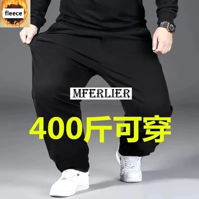

big size 10XL 150kg autumn winter men straight pants sweatpants fleece warm thick pants big sales elasticity pants MFERLIER 52