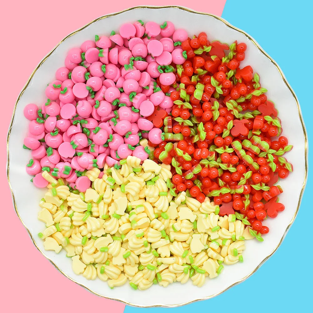 

50pcs Resin Mini Fruits Figurine Flat Back Embellishments Crafts Accessories Material Nail Art Diy Scrapbook Supplies Flatback