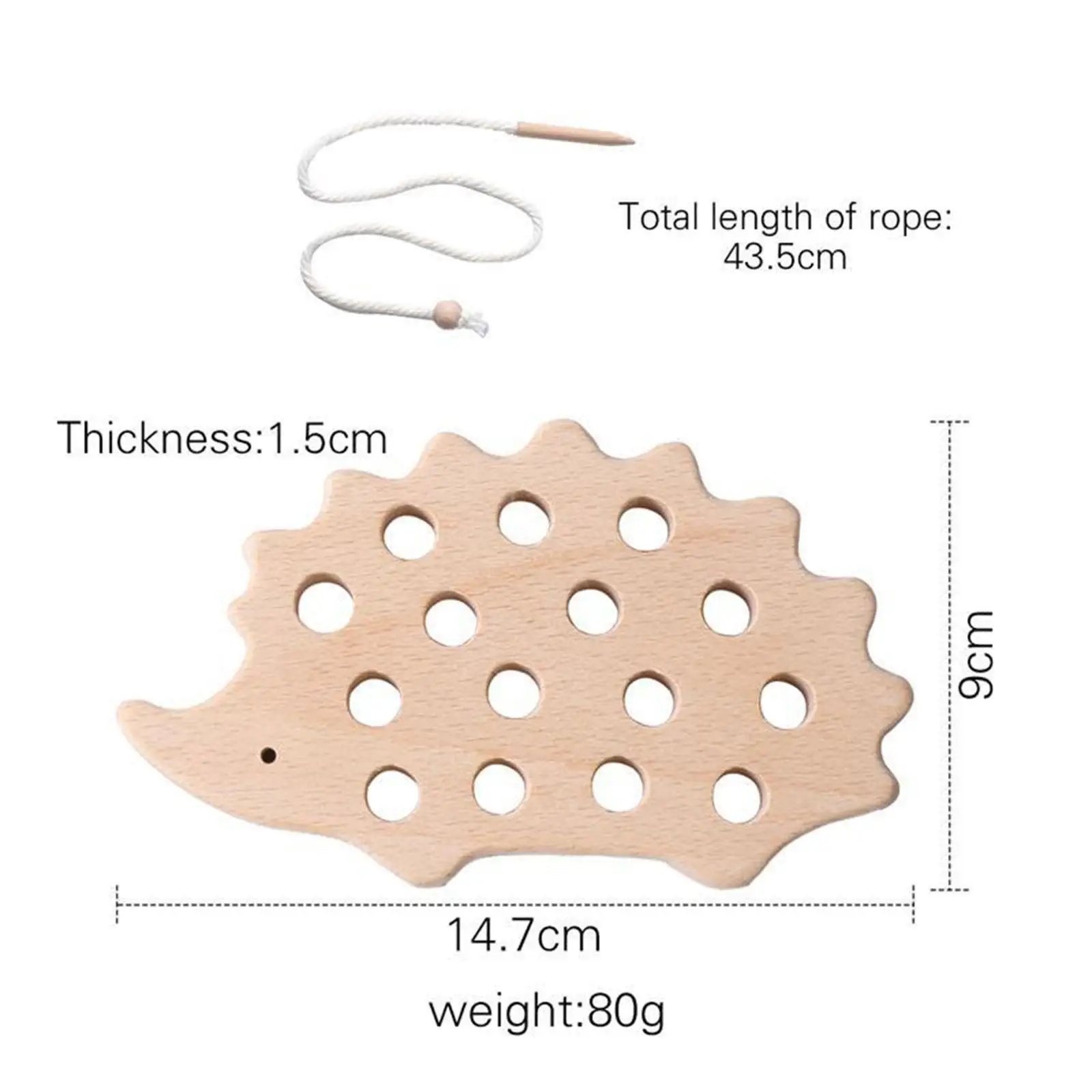 

Wooden Lacing Threading Board Wood Durable Kids Educational Gift Hedgehog Montessori Toy Toys Game for 3 4 5 Years Old Toddlers