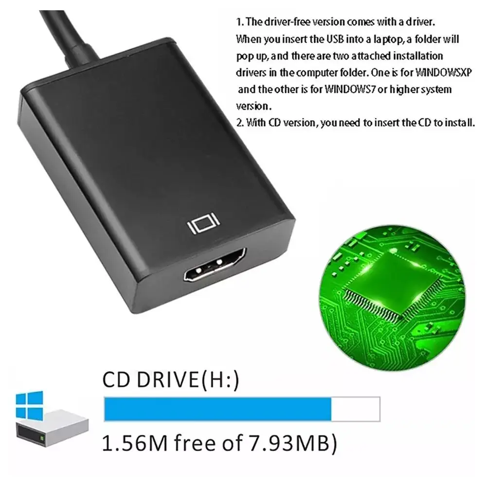 USB 3 0/USB 2 0 к HDMI-совместимый конвертер мультидисплей графический адаптер HD 1080P для