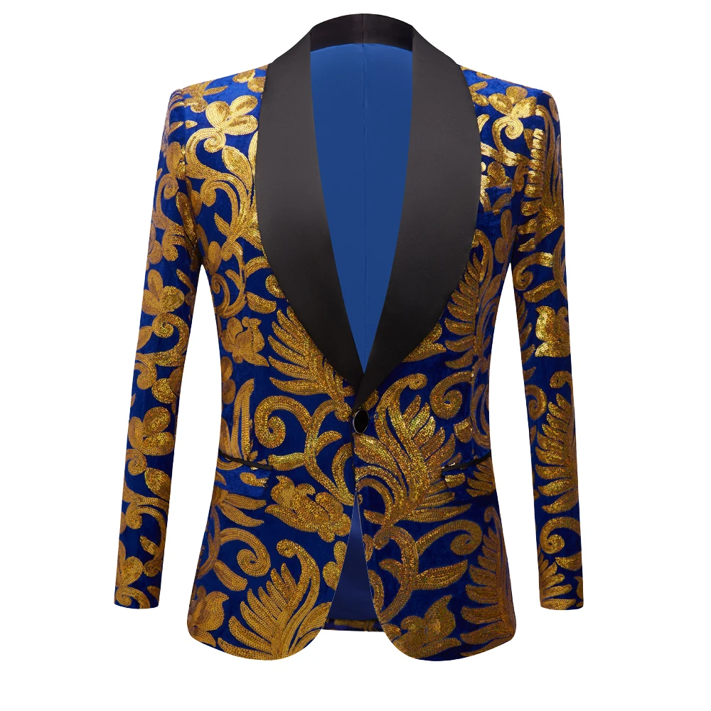 Men's Gold Sequin Embellished Blazer Coat Man Nightclub Party Blazer Men Blazer Wedding Party Suit Jacket Stage Singers