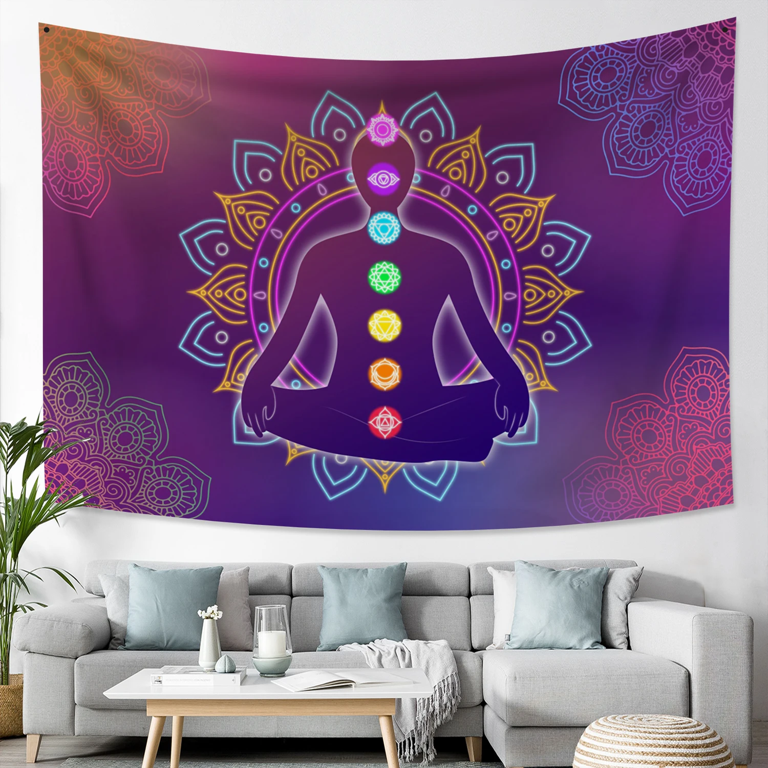 

Meditation Buddha Seven Chakra Tapestry Indian Yoga Mandala Wall Tapestry Bedroom Living Room Home Wall Decoration