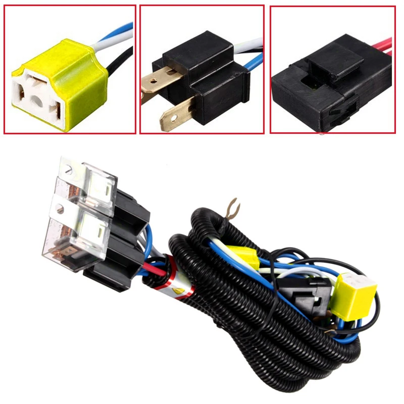 

Led H4 Car Headlight Fix Dim Light Relay Wiring Harness System 2 Headlamp Bulb Socket Plug For Auto Front Light Car Accessories