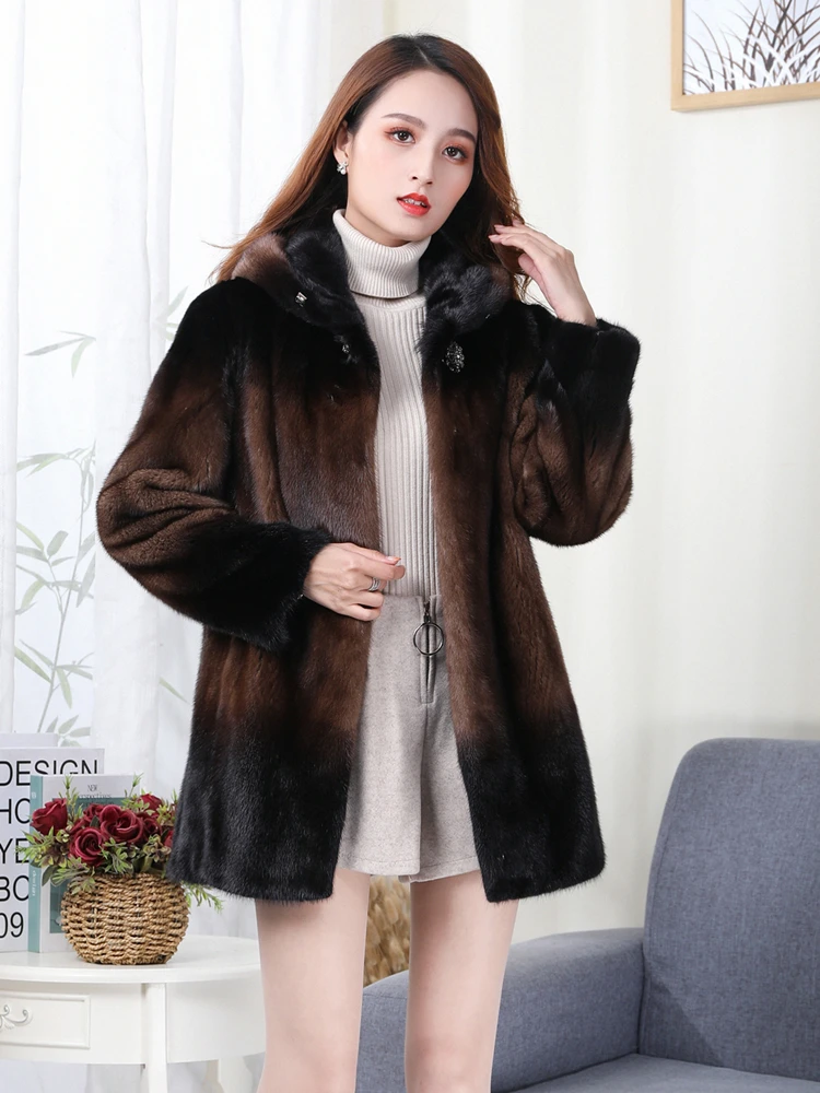 Women real mink coats female mink fur coat genuine long fur coat ladies winter clothes oversize 6xl 5xl 7xl Imitation fur coats