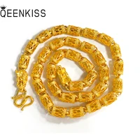 qeenkiss nc5320 fine jewelry wholesale fashion new man father boyfriend party birthday wedding gift dragon 24kt gold necklace