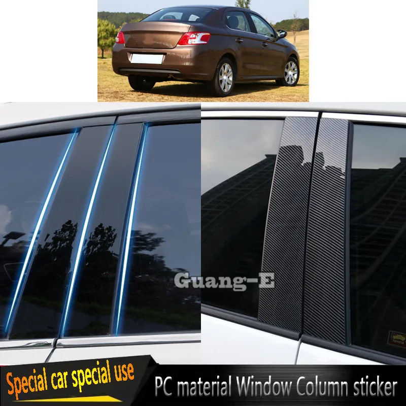 

For Peugeot 301 2014 2015 2016 2017 2018 Car PC Material Pillar Post Cover Door Trim Window Molding Sticker Plate Accessories