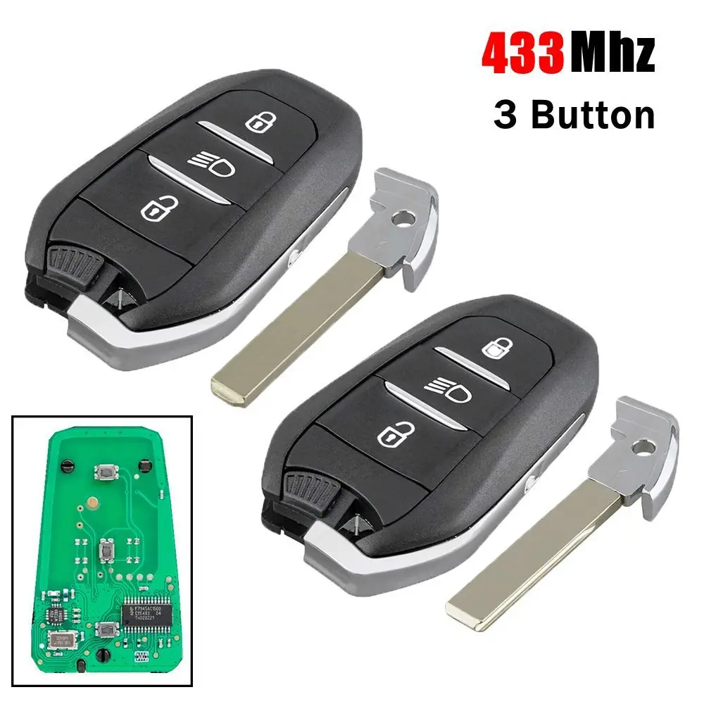 

433Mhz Car Remote Key Fob Keyless 4A Chip Fit for Peugeot for Citroen