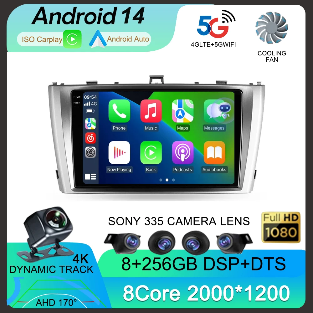 Android 14 Carplay для Toyota Avensis 3 2008 2009 2010 2011 2012 2013-2015 Автомагнитола мультимедийный GPS плеер