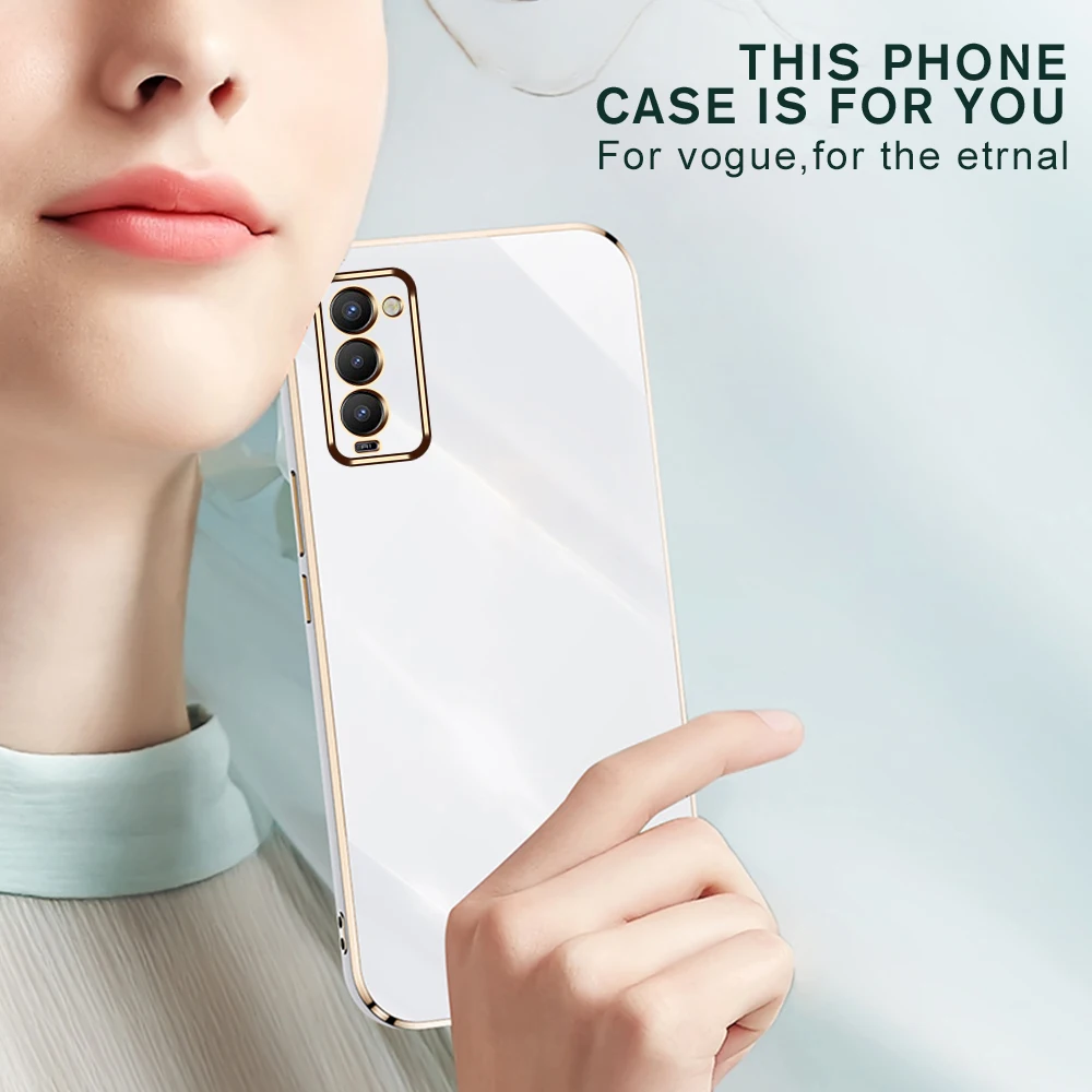 Новый чехол с гальваническим покрытием и прямым краем для телефона Tecno Camon 18 P