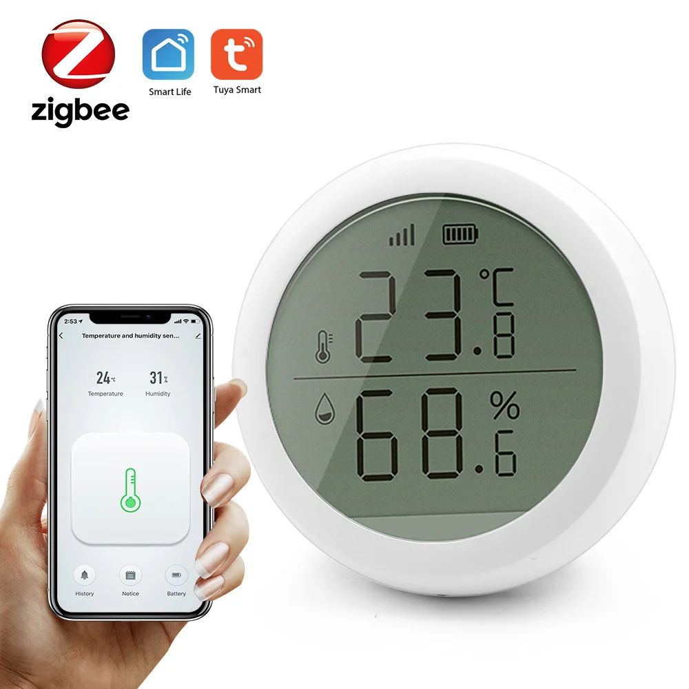 

Smart Zigbee Temperature Humidity Sensor LCD Display Home Hygrometer Thermometer Changes Detection Tuya APP