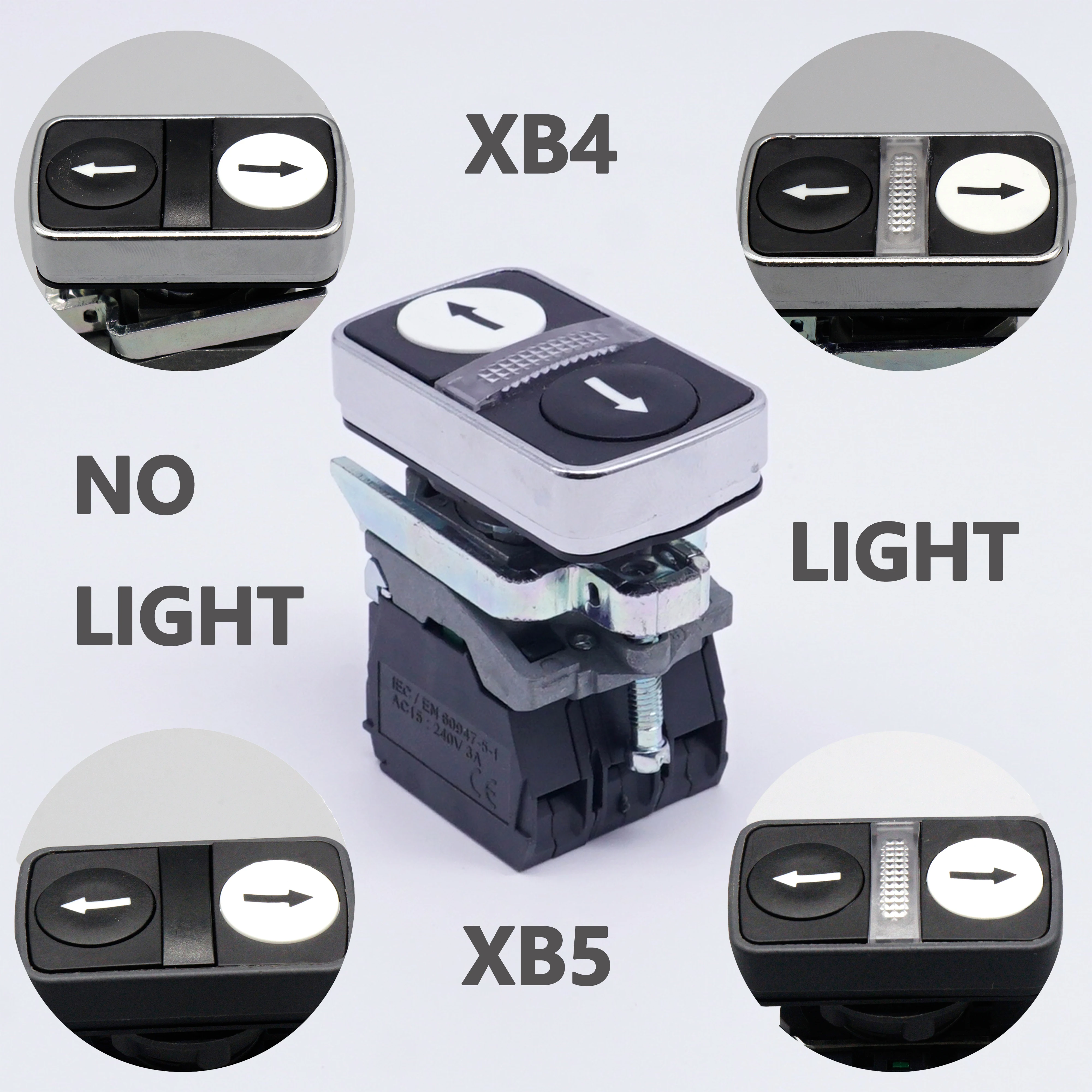 

Двойной ключ серии XB5/XB4 с кнопочным переключателем света Красный, зеленый, черный и белый, двойная стрелка