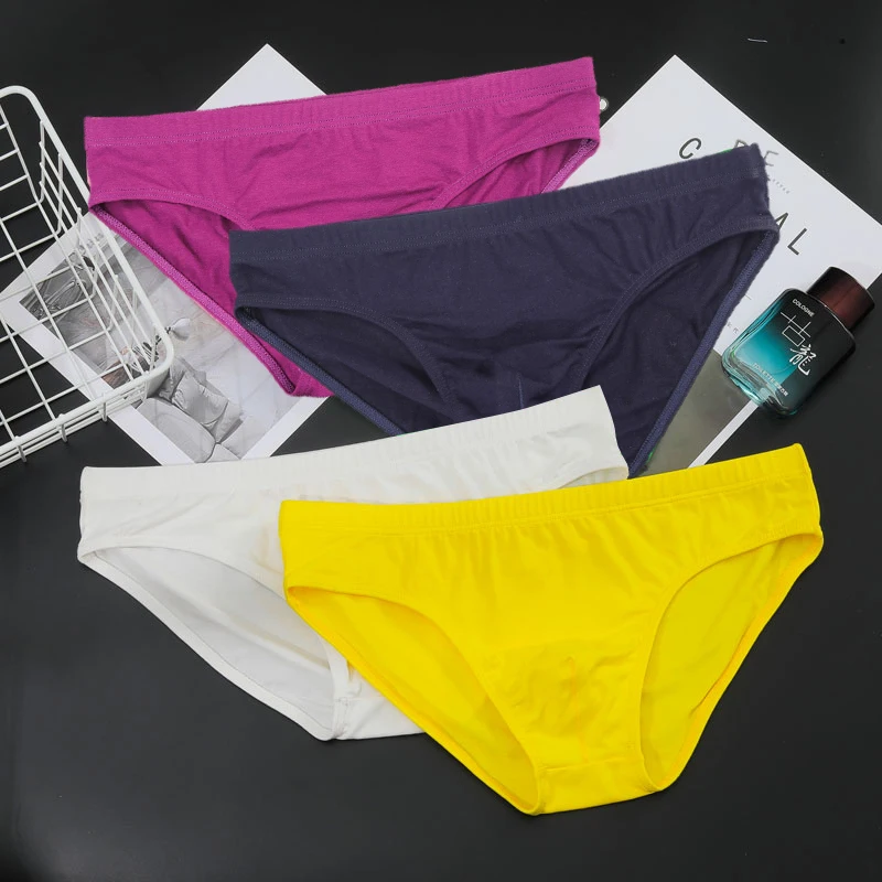 

4Pcs High Quality Men's Sexy Briefs Underwear Cotton Panties Solid Color Male Thermal Soft Comfortable Breathable Underpants