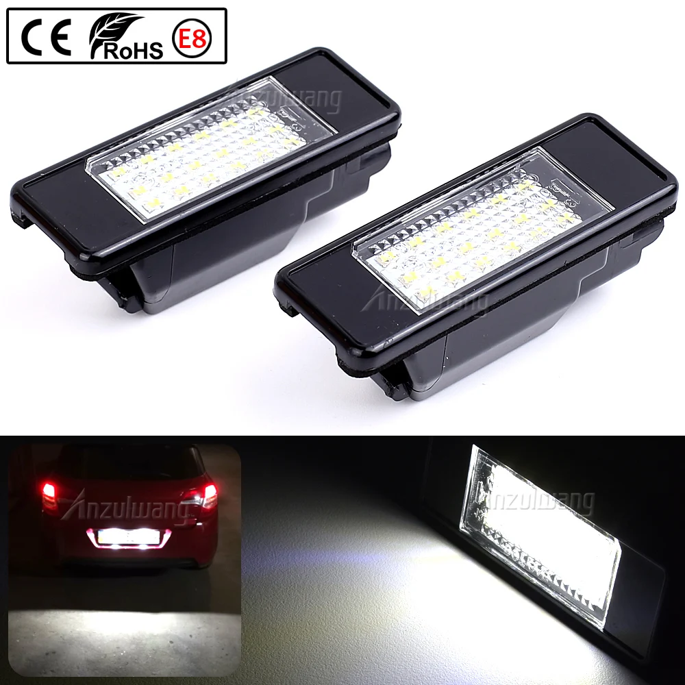 2x 6000K Car Rear 18 LED SMD License Number Plate Light Lamp For Peugeot 106 207 307 308 406 407 508 For CITROEN C3 C4 C5 C6 C8