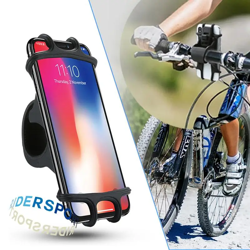 

Universal Phone Silicone Holder Bicycle Motorcycle Mobile Buckle Pull Non-slip Adjustable Bike Handle GPS Mount barracket Stand