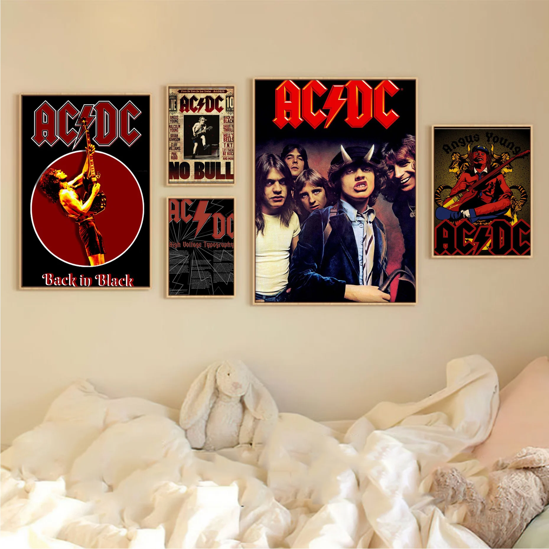 

A- AC∕DC Band DIY Sticky Poster Fancy Wall Sticker For Living Room Bar Decoration Home Decor