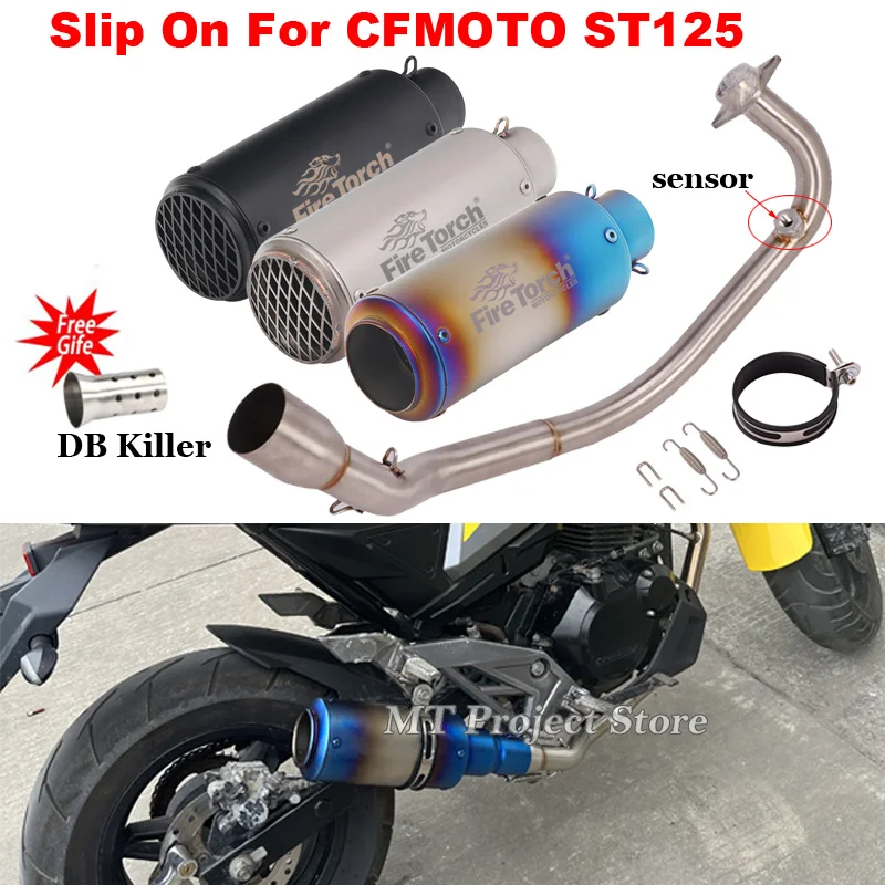 

Motorcycle Exhaust Escape Header Link Tube Modified Connecting 51mm Muffler Moto Pipe DB Killer Slip On For CFMOTO ST125 ST 125