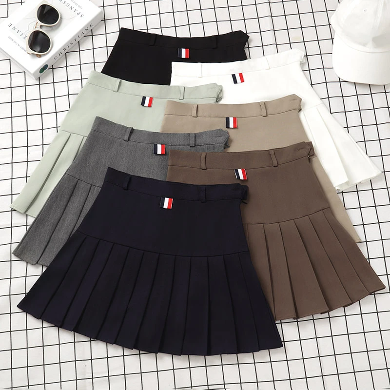 

Woman Skirt Fashion 2023 Spring Black High-waisted Vintage Korean Style A Line White Pleated Skirts For Summer Women's Clothing