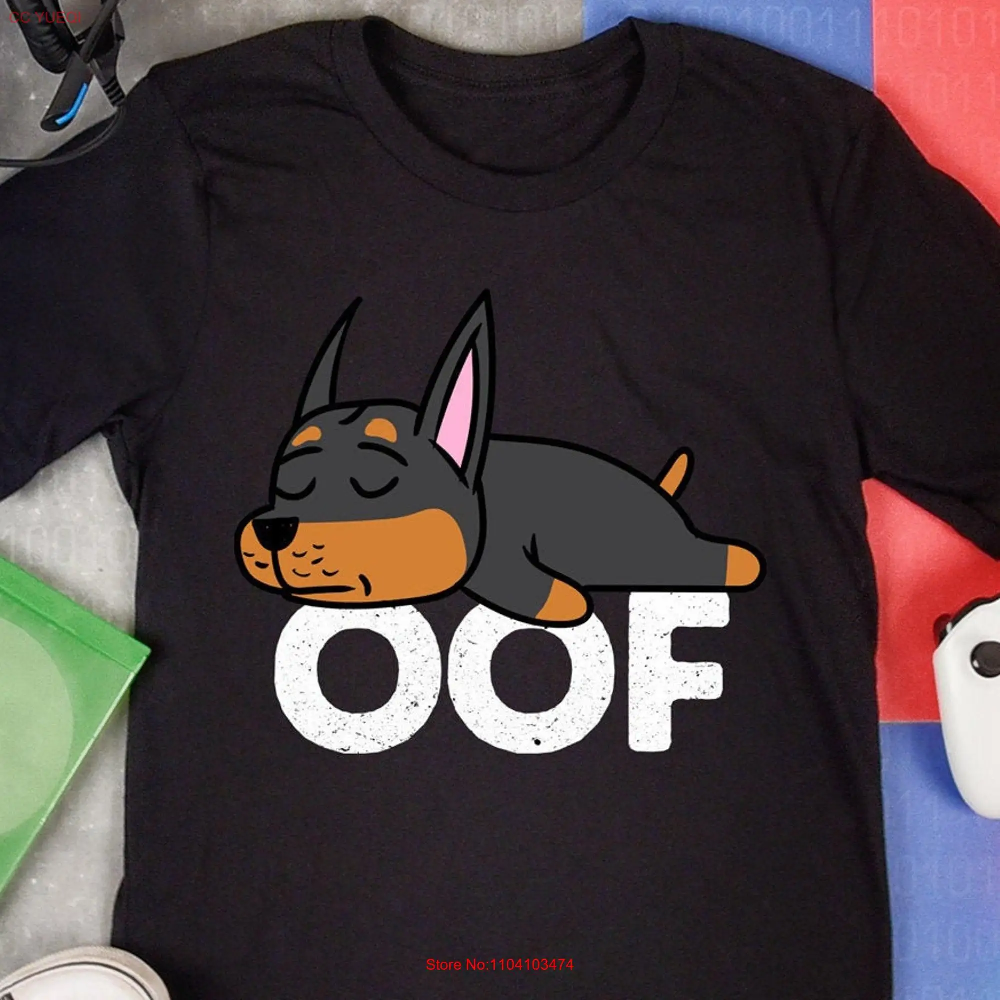 Doberman OOF футболка для геймера мема забавная Noob сырые видео мужчины дети длинные