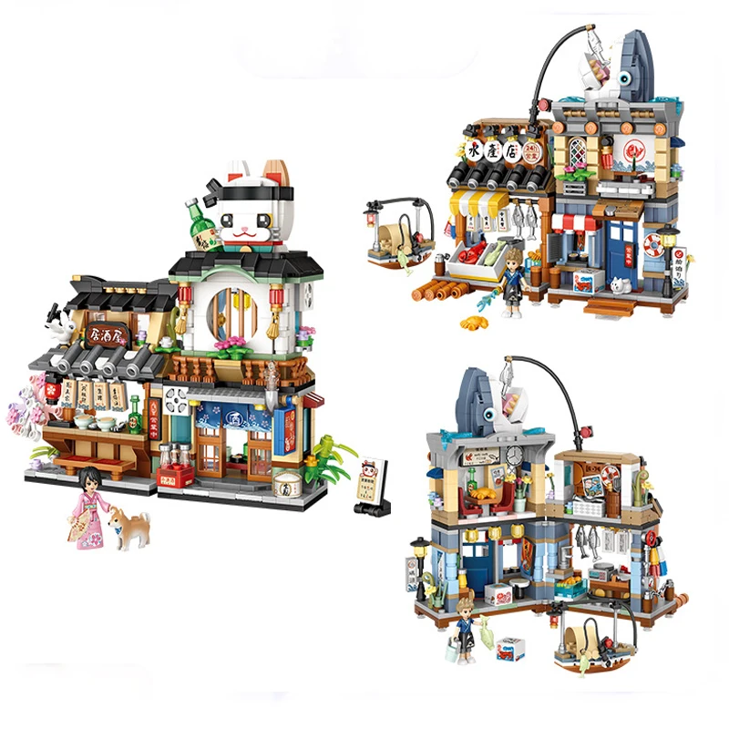 

1231 1232 LOZ Mini Building Blocks City View Scene Japanese Retail Store Architectures Assembly Kids Adult Toy Christmas Gifts