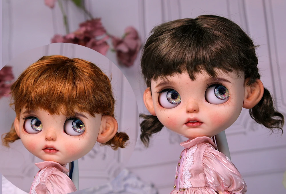 

Blythes Dolls' Emulation Hair Fits the 1/6 9-10inSize Fashionable Western Retro Mini Braids Imitation Mohair Deep Turnip Red Wig