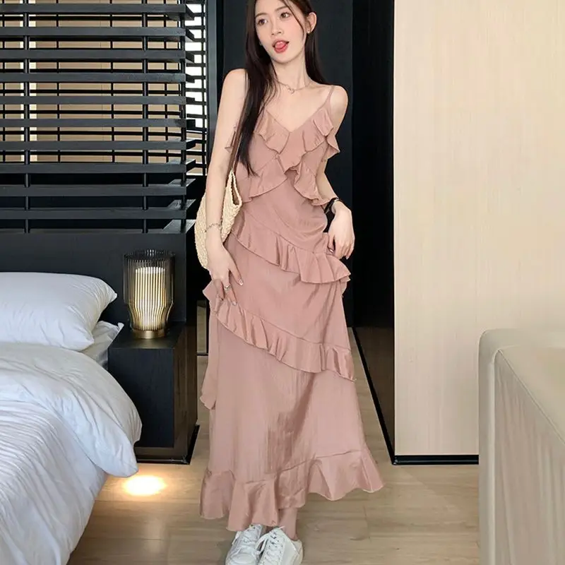 

Женские летние платья, новинка 2023, свободные и удобные тонкие платья с оборками по краям, бесплатная доставка