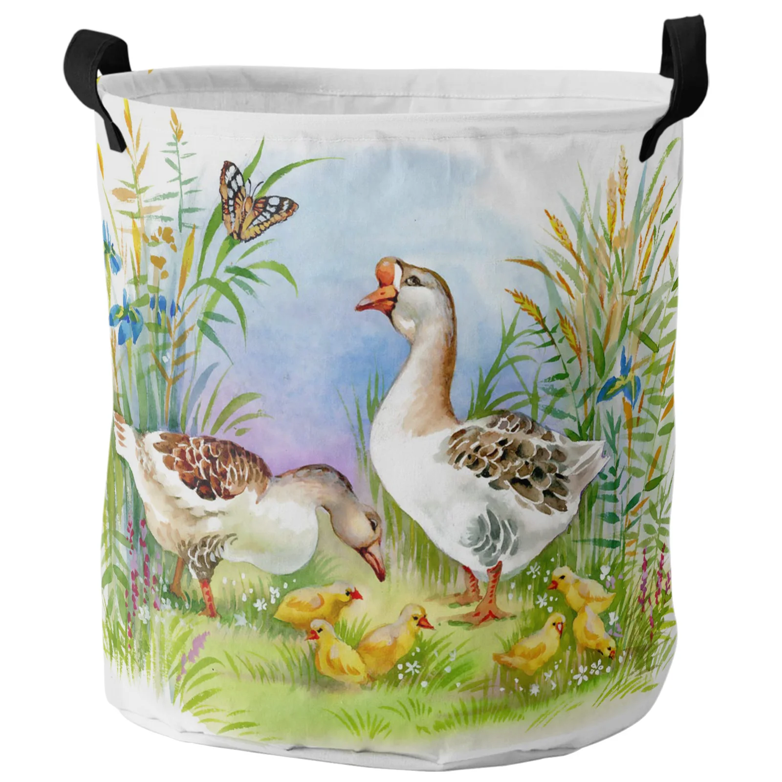

Корзина для белья с изображением утки и луга