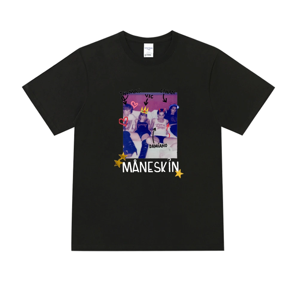 

Maneskin Hip Hop Rock T-Shirt European and American Street Fashion Oversized Short Sleeves Tee Shirt Men Women 100% Cotton Tops