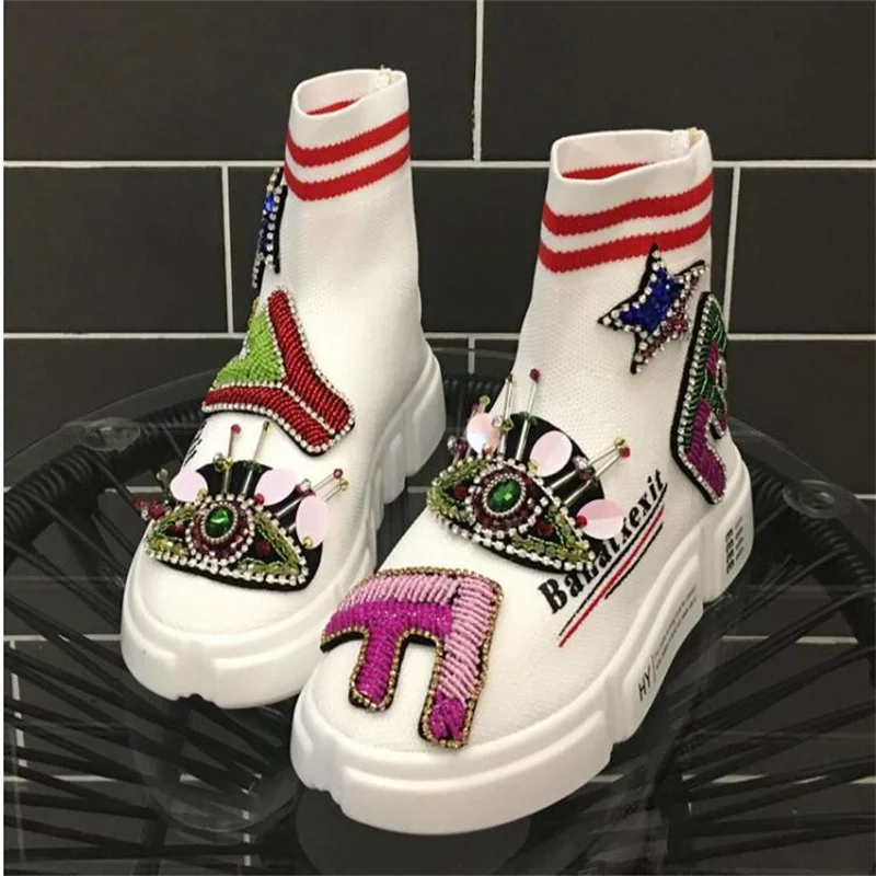 

Heavy Industry Rhinestone Letter Street Shooting Tide Shoes Comfortable Sleeve Walking Shoes Street Shooting 35-40
