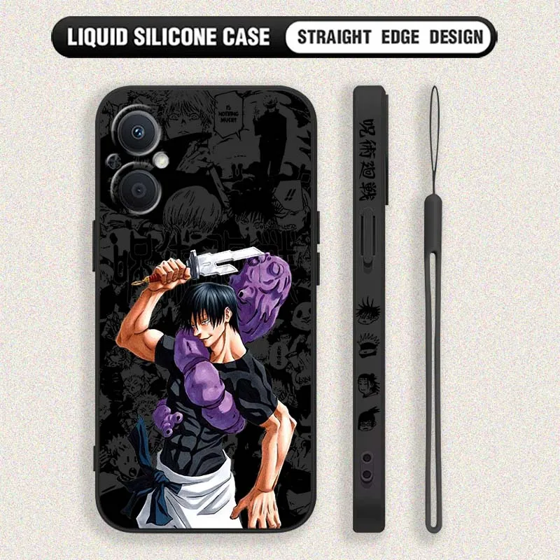 Фото Чехол для телефона с изображением Тоджи из аниме Jujutsu Kaisen для OPPO Reno 15 13 12 10 7 6 5 A96 A78 A74 A58 A40 A6 Pro Lite, жидкий силиконовый чехол с ремешком №3