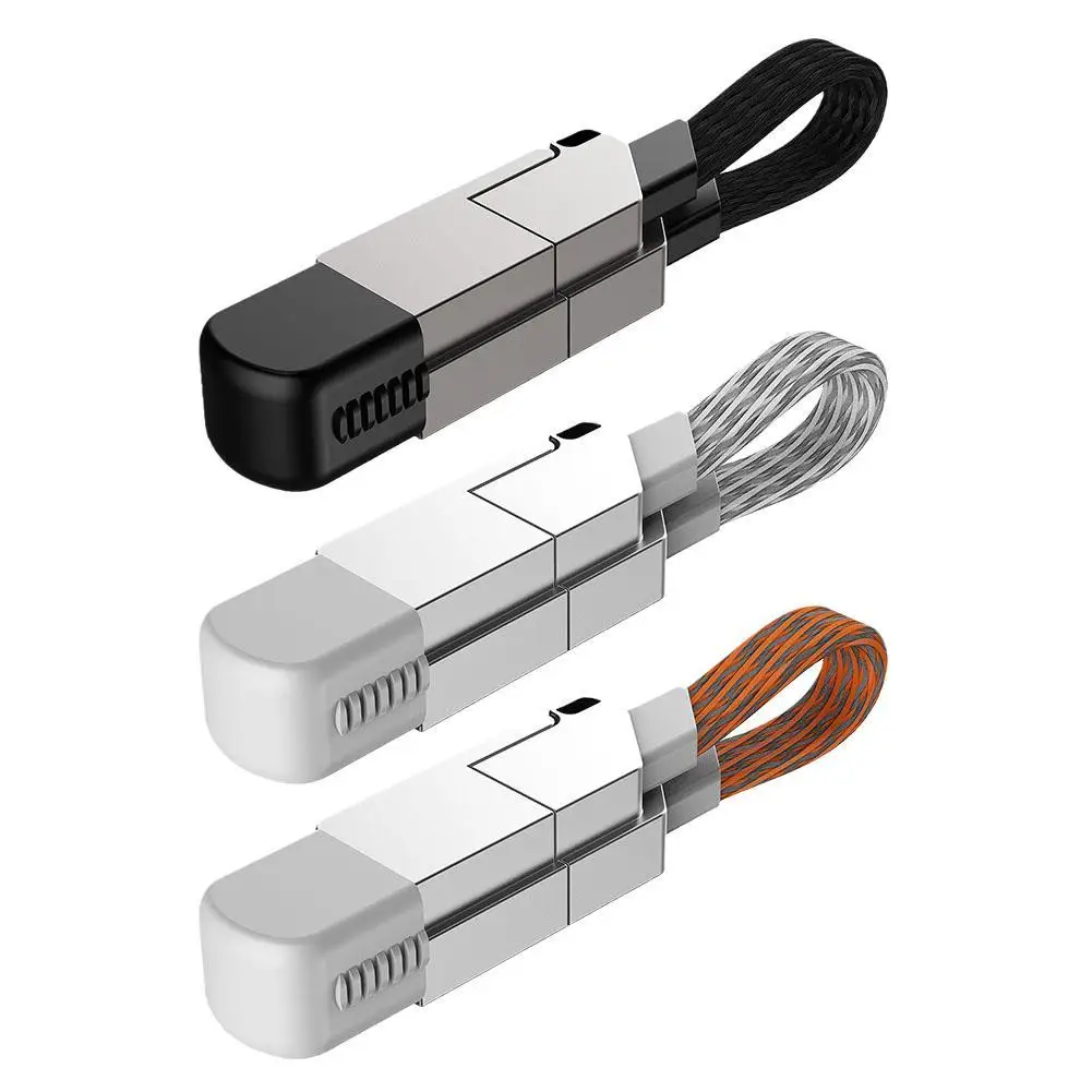 

4 In 1 Multi Fast Charging Cable Keychain PD Fast Charging Data Cable Short Portable Magnetic Keyring 4 in 1 Fast Charger Cord