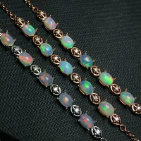 meibapj natural opal gemstone fashion simple bracelet 925 sterling silver colorful stone bangle for women fine wedding jewelry