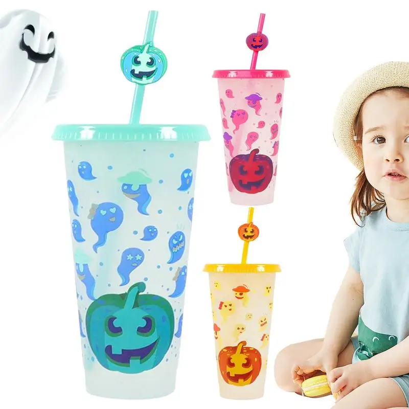 

Чашка для воды с изменением цвета, 3 шт., зеркальная, 24 унции, летняя чашка для кофе, толстая зеркальная чашка с крышками и соломинкой для детей