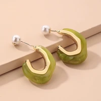 ins style blogger stud earrings acrylic design fashion metal ear studs jewelry for women moon shape casual style wholesale gift
