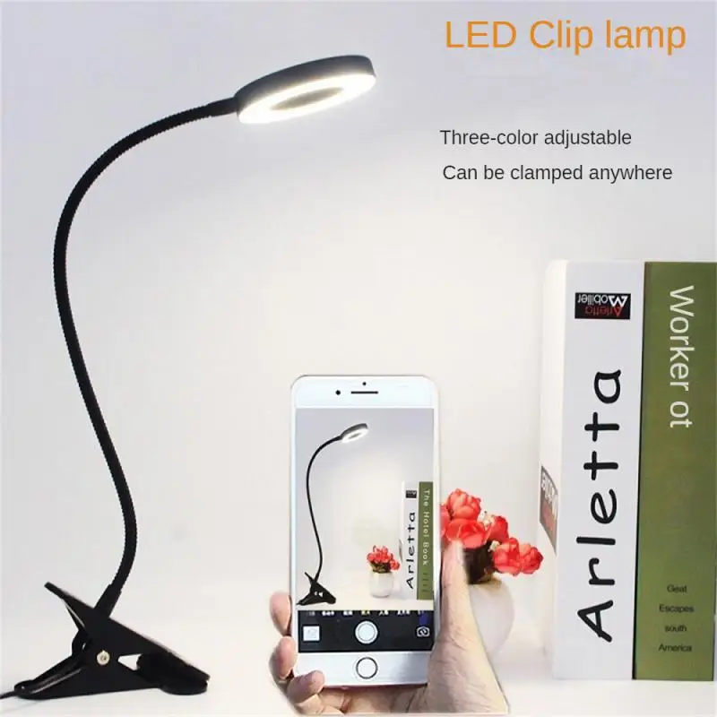 

Clip Light Reading Lights LED Clamp-on Desk Lamp with 3 Color Modes and 10 Brightness Dimmable Flexible for Video Conference