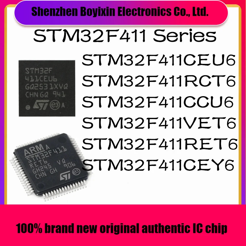 

STM32F411CEU6 STM32F411RCT6 STM32F411CCU6 STM32F411VET6 STM32F411RET6 STM32F411CEY6 ARM Cortex-M4 100MHz (MCU/MPU/SOC) IC Chip